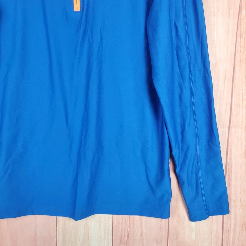 Under Armour UA Tech Textured Top Men Small Blue Logo Mock Neck Half Zip Running
